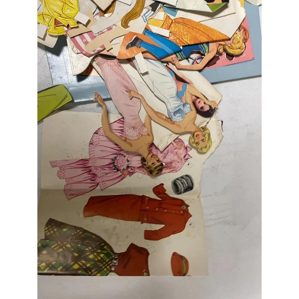 Vintage 1963 Barbie Ken Midge Paper Dolls Book Whitman Costumes Cut Out Set
